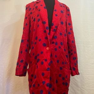 Liz Claiborne 100% Silk blazer (red + polka dot)